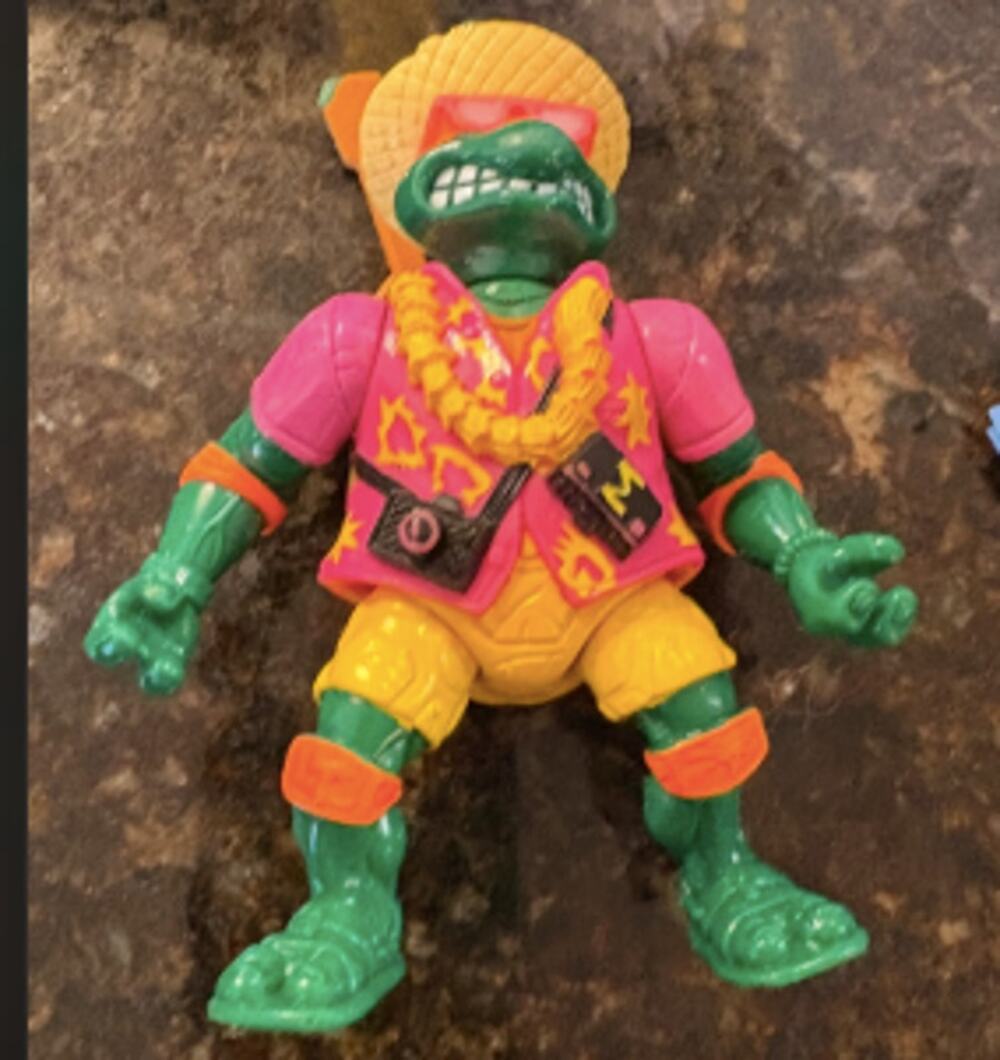 Vintage TMNT Beach Combin' Michelangelo Figure w/ Guitar Playmates 1992